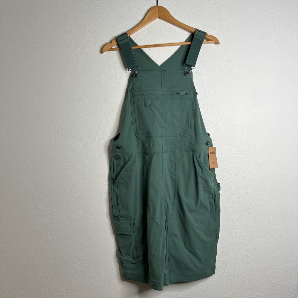 NWT Duluth Trading Co Fir Green Heirloom Gardening Short Overalls Pockets Size M